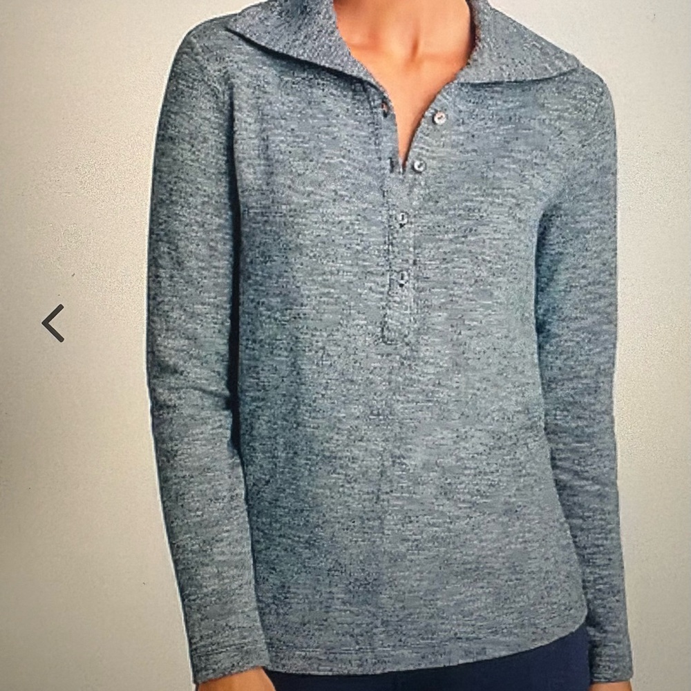 NWT Pure J. Jill Mark Slub Collared Top Blue Medium